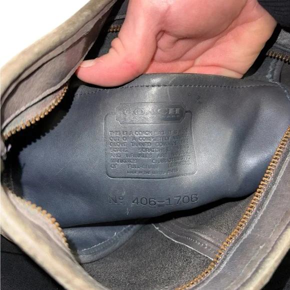 Vintage Coach 70s 80s Navy Bleeker Duffle Sac Zip Up Crossbody Bag Weathered - Picture 12 of 16